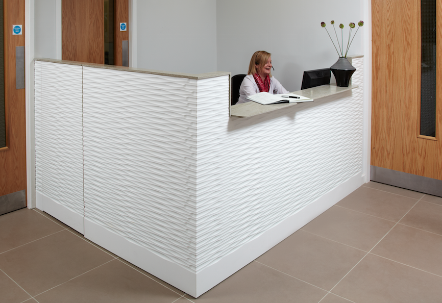 Corian White Reception Desk in Pattern 