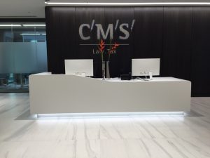 White Corian Reception Desk - CMS - Colinton Furniture