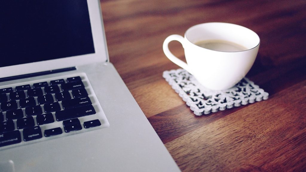 Mug with Coaster and Laptop